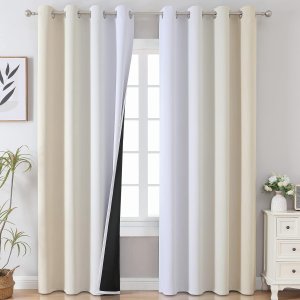 Beige and Greyish White Blackout Curtains