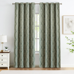 Length Green Geometric Printed Curtains