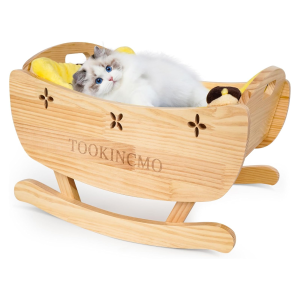 Elevated Wooden Cat Bed with Removable Soft Mat