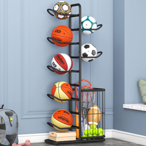 7-Ball Sports Equipment Storage Rack with Ball Holder